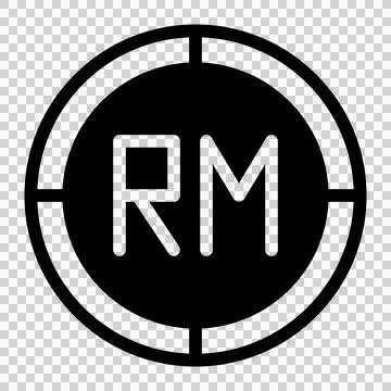 Ringgit flat icon. Vector black symbol on white background. Pictogram is isolate Ilustración de archivo