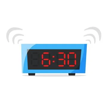 Ringing alarm clock, electronic clock, early morning concept, waking up early Stock Illustration