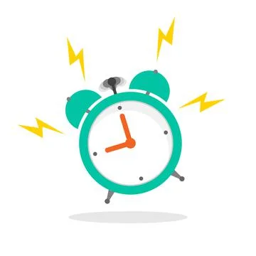 Ringing alarm clock in a flat style with a shadow on a white background Stock Illustration
