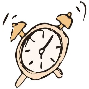 Ringing Alarm Clock Hand Drawn Morning Doodle Vector Ilustración de archivo