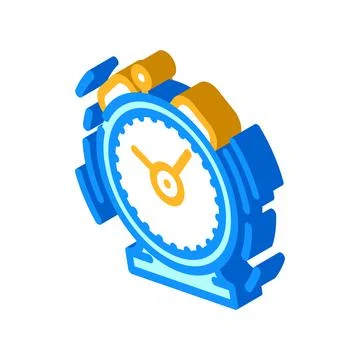 Ringing alarm clock isometric icon vector illustration Stock Illustration