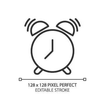 Ringing alarm clock pixel perfect linear icon Stock-Illustration