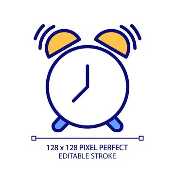 Ringing alarm clock pixel perfect RGB color icon 스톡 일러스트