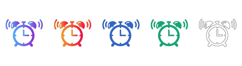 Ringing Alarm Clock Time Management and Wake Up Call Icons Illustrazione stock
