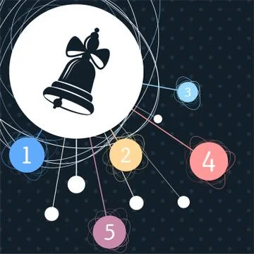 Ringing bell icon with the background to the point and infographic style. Stock Illustration
