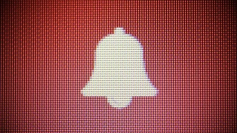 Ringing bell icon on computer display Vidéo 111925872