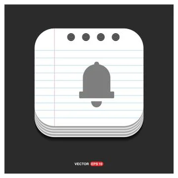 Ringing bell icon  Gray icon on Notepad Style template Vector EPS 10 Free Ico Illustrazione stock
