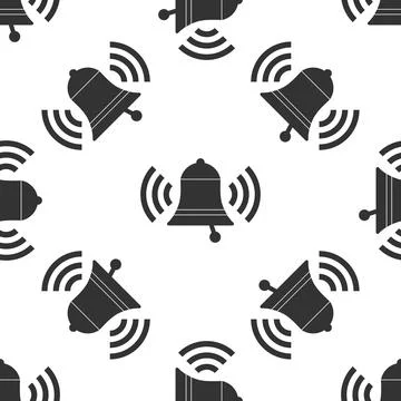 Ringing bell icon seamless pattern on white background. Alarm symbol, service Stockillustratie