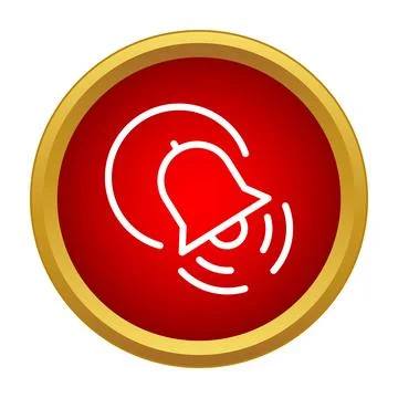Ringing bell notification alert icon in red circle Stock Illustration
