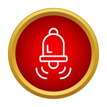 Ringing bell notification alert icon on red circle Stock Illustration