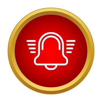 Ringing bell notification alert icon with golden frame Stock Illustration