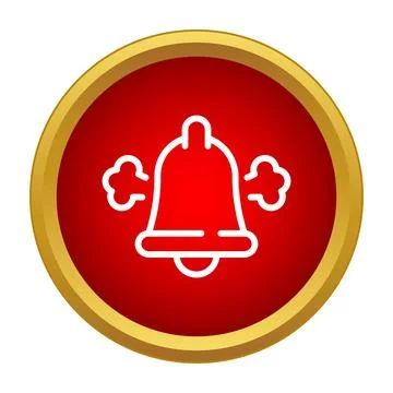 Ringing bell notification icon on red button Stock Illustration