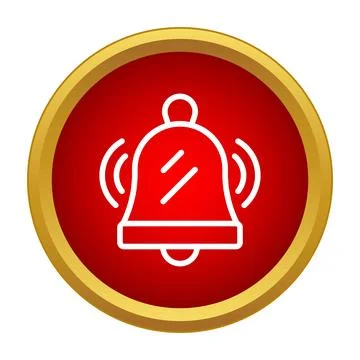 Ringing bell notification icon on red background Stock Illustration