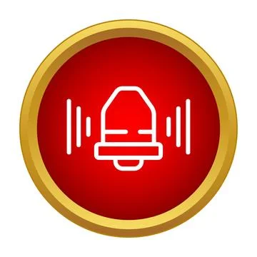 Ringing bell notification icon on red background Illustrazione stock