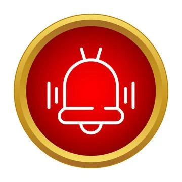 Ringing bell notification icon on red button Stock Illustration