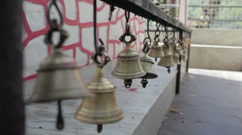 Ringing Bells at a hindu temple. Stock Footage 37292367