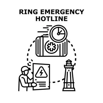 Ringing emergency hotline for urgent help and safety 스톡 일러스트