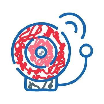 Ringing fire alarm bell doodle icon Stock Illustration