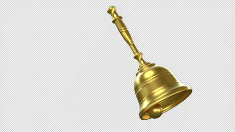 Ringing golden bell - 3d render looped with alpha channel. Stock Footage 167547901