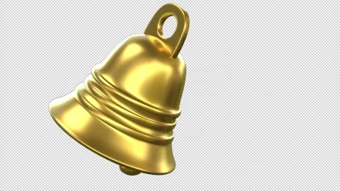 Ringing golden bell - 3d render looped with alpha channel. Stock Footage 167606394