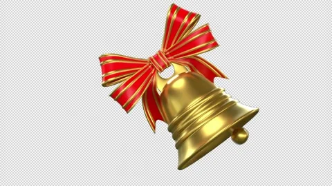 Ringing Jingle Bell - 3d render looped with alpha channel. Stock Footage 167547920