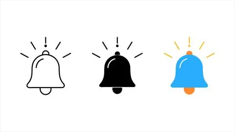 Ringing notification bell icons set 스톡 일러스트