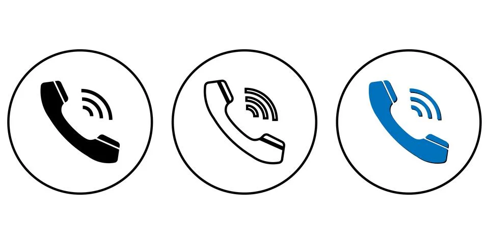 Ringing phone call icon set inside circles isolated on white backgrounds Stockillustratie