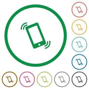 Ringing phone outlined flat icons 스톡 일러스트