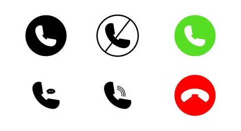 Ringing phone simple icon set isolated on white background Stock Illustration