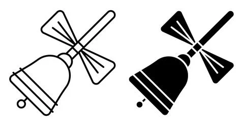 Ringing school bell icon with handle and bow. Call to lesson. September 1 Illustrazione stock