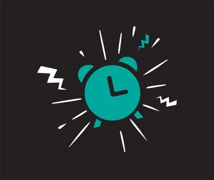Ringing Teal Alarm Clock Vector Illustration Stock Illustration