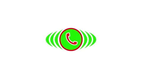 Ringing telephone button with green audio frequency waves on light background Stock Footage 342060470