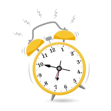 Ringing yellow alarm clock. Stock Illustration