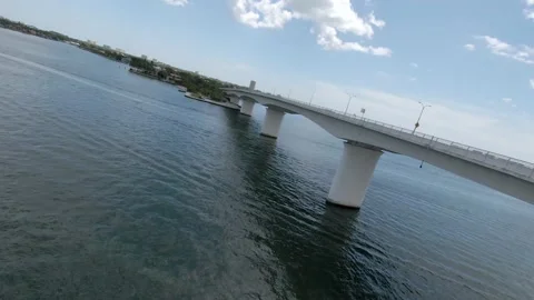 Ringling Bridge Flight Dutch Angle Stock Footage 201833202