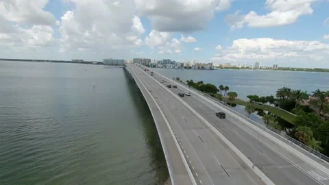 Ringling Bridge Flight Follow Stock Footage 201833219