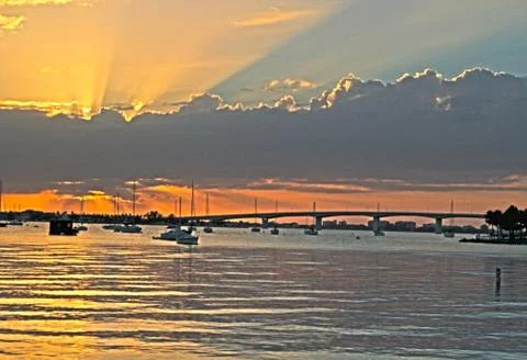 Ringling Bridge Sunset HDR Foto stock