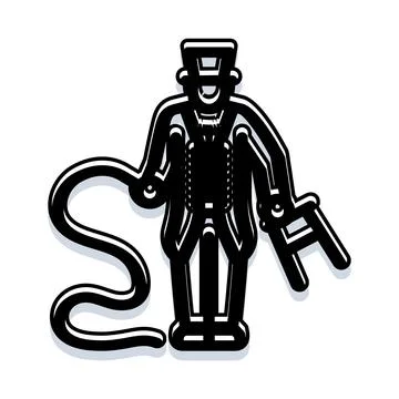 Ringmaster holding a whip and a training stool Illustrazione stock