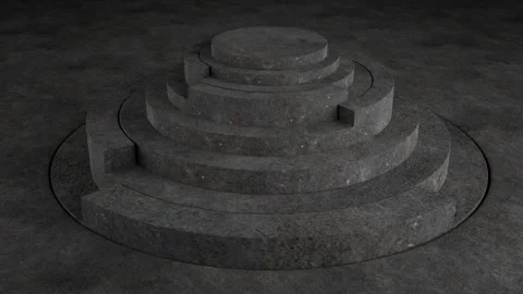 Rings abstract layered shapes display smooth stone textures in dark environment Stock Footage 321008209
