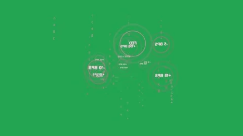 Rings appearing, pink nodes falling  and  pulsing, FED node showing +100BPS, Video stock 329548485