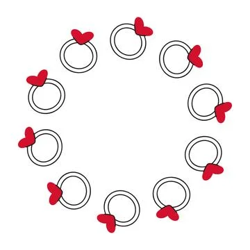 Rings arranged in circular wreath shape. Simple flat vector design Illustrazione stock