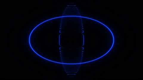 Rings of Blue Light Compression Wave Central Ball Vídeos de archivo 143900708