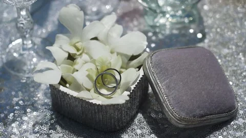 The rings in the box showing for ready exchange rings. Stock Footage 156339583