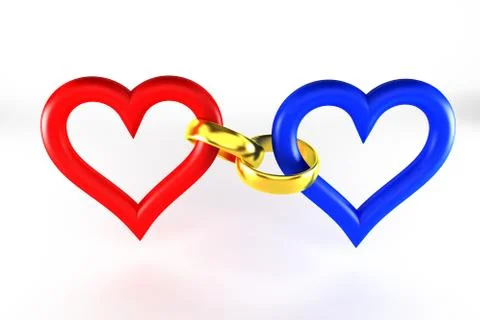 Rings connect heart Stockillustratie