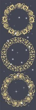 Rings with different patterns, reminiscent of Old Russian paintings, for st.. Stock Illustration