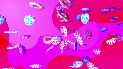 Rings flying gradient background. VJ Seamless loop background. Stock Footage 96684705