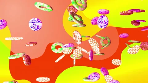 Rings flying gradient background. VJ Seamless loop background. Stock Footage 96684721