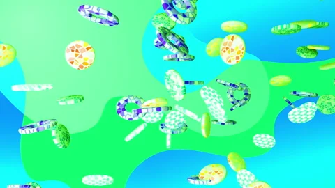 Rings flying gradient background. VJ Seamless loop background. Stock Footage 96684956