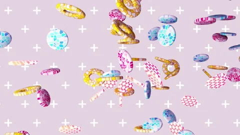 Rings flying gradient background. VJ Seamless loop background. Stock Footage 96685194