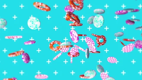 Rings flying gradient background. VJ Seamless loop background. Stock Footage 96685351