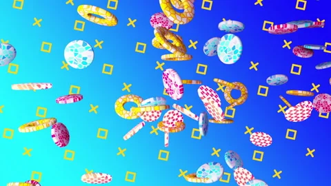 Rings flying gradient background. VJ Seamless loop background. Stock Footage 96685568